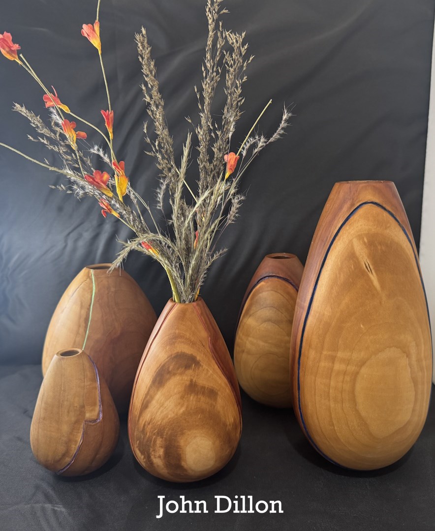 Turned vase photo from the October 2025 Chicago Woodturners newsletter